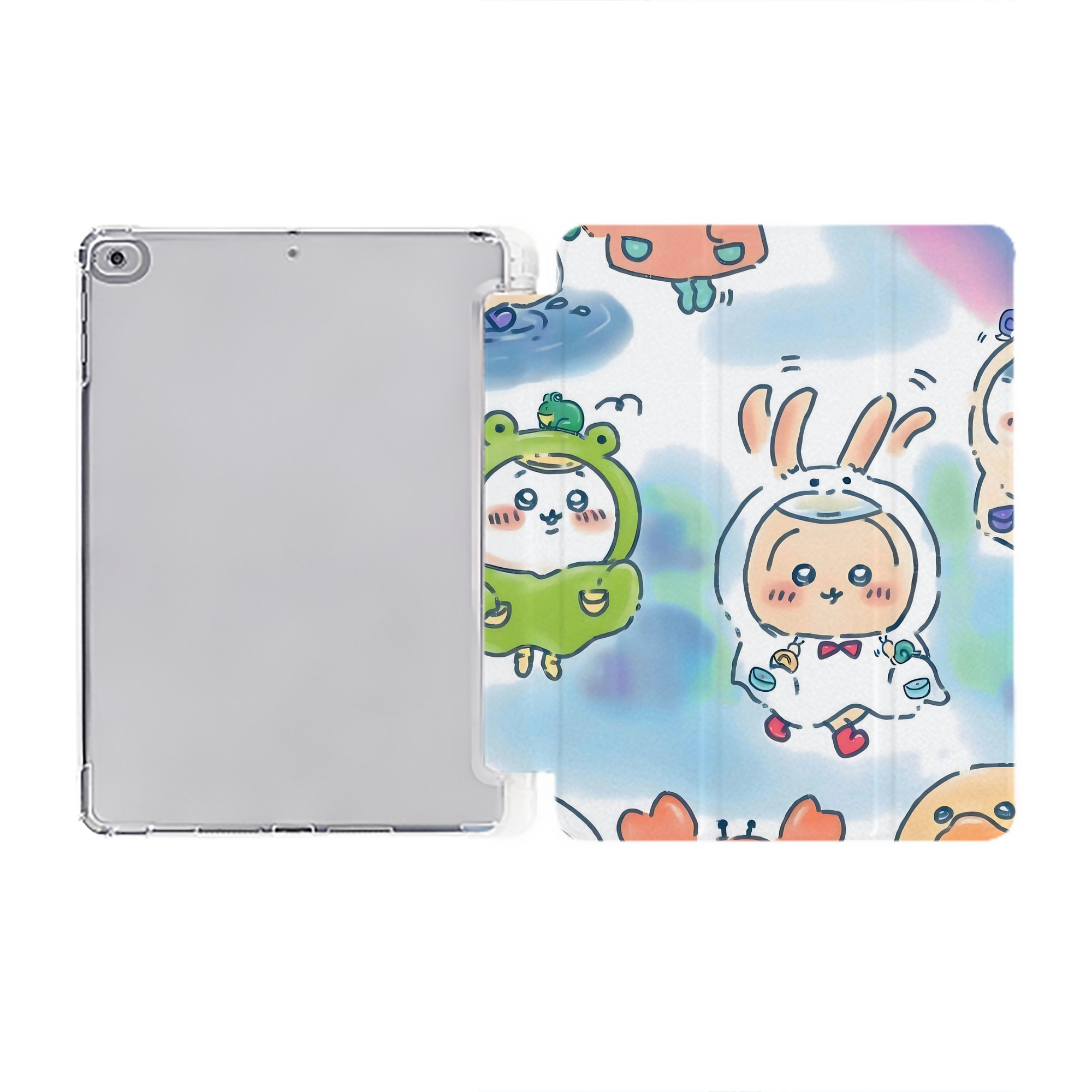 （画像用） ちいかわ Chii-kawa IPad ケース ペン収納付き 三つ折りスタンド PUレザー×シリコン 対応機種9.5/10.5/10.9インチ